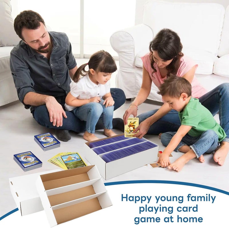 HIMOMO 4 Pack Trading Card Storage Box, 2340 Count Card Storage Box White Sports Cards Storage Box Card Organizer Box Trading Card Box for Storing Protecting and Organizing Soccer Basketball Game Cards - Image 3